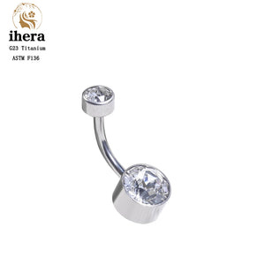 G23 Titanium Silver Belly Button Ring 16G Zircon Navel Ring