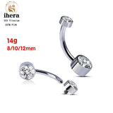 G23 Titanium Silver Belly Button Ring 16G Zircon Navel Ring