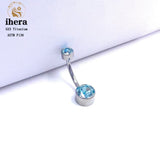 G23 Titanium Silver Belly Button Ring 16G Zircon Navel Ring