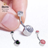 G23 Titanium Silver Belly Button Ring 16G Zircon Navel Ring