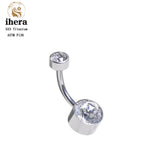G23 Titanium Silver Belly Button Ring 16G Zircon Navel Ring
