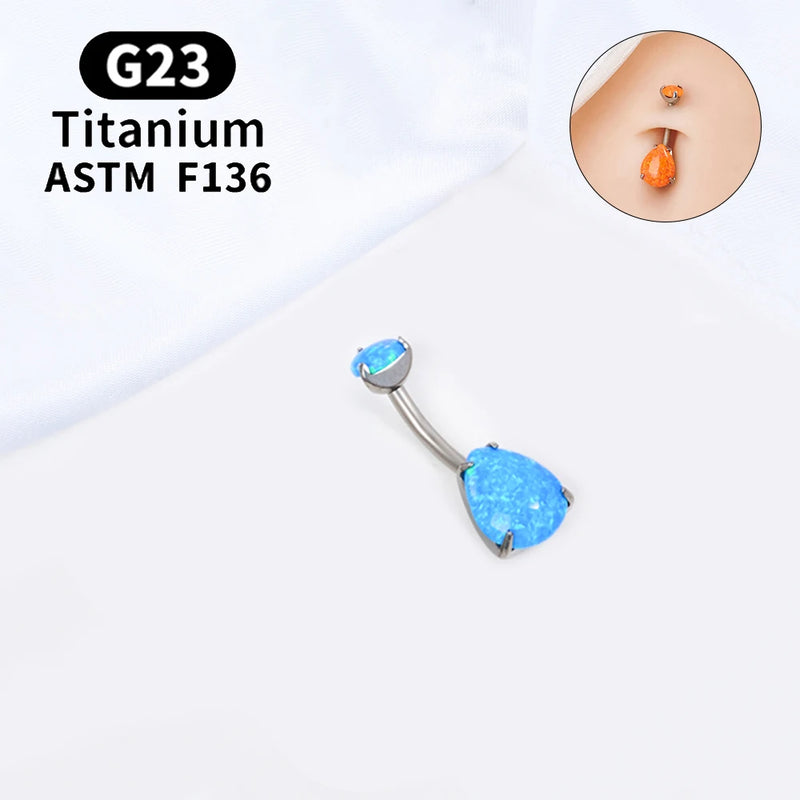 G23 Titanium Belly Button Ring Triangle Zircon Navel Bars Dangle