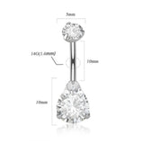 G23 Titanium Belly Button Ring Triangle Zircon Navel Bars Dangle