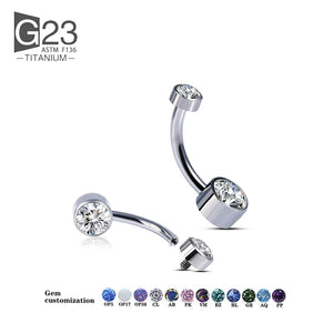 G23 Titanium Belly Button Ring Zircon Drop Dangle Navel Piercing Jewelry