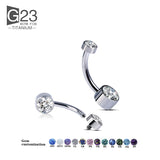 G23 Titanium Belly Button Ring Zircon Drop Dangle Navel Piercing Jewelry