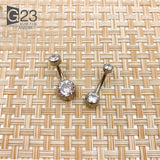 G23 Titanium Belly Button Ring Zircon Drop Dangle Navel Piercing Jewelry