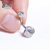 G23 Titanium Belly Button Ring Zircon Drop Dangle Navel Piercing Jewelry
