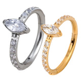 Titanium CZ Pave Marquise Stone Center Hinged Segment Hoop Nose Ring