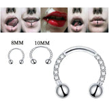 G23 Titanium CZ Paved Horseshoe Ball Piercing Jewelry