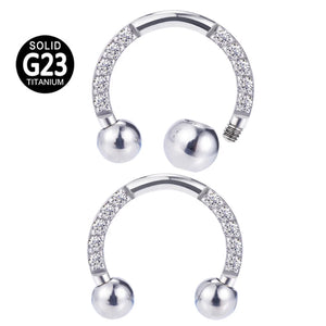 G23 Titanium CZ Paved Horseshoe Ball Piercing Jewelry