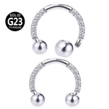 G23 Titanium CZ Paved Horseshoe Ball Piercing Jewelry