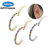 G23 Titanium Zircon Hinged Clicker Nose Ring Body Jewelry