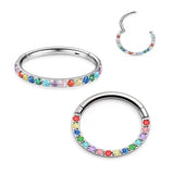 G23 Titanium Zircon Hinged Clicker Nose Ring Body Jewelry