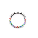 G23 Titanium Zircon Hinged Clicker Nose Ring Body Jewelry