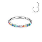 G23 Titanium Zircon Hinged Clicker Nose Ring Body Jewelry
