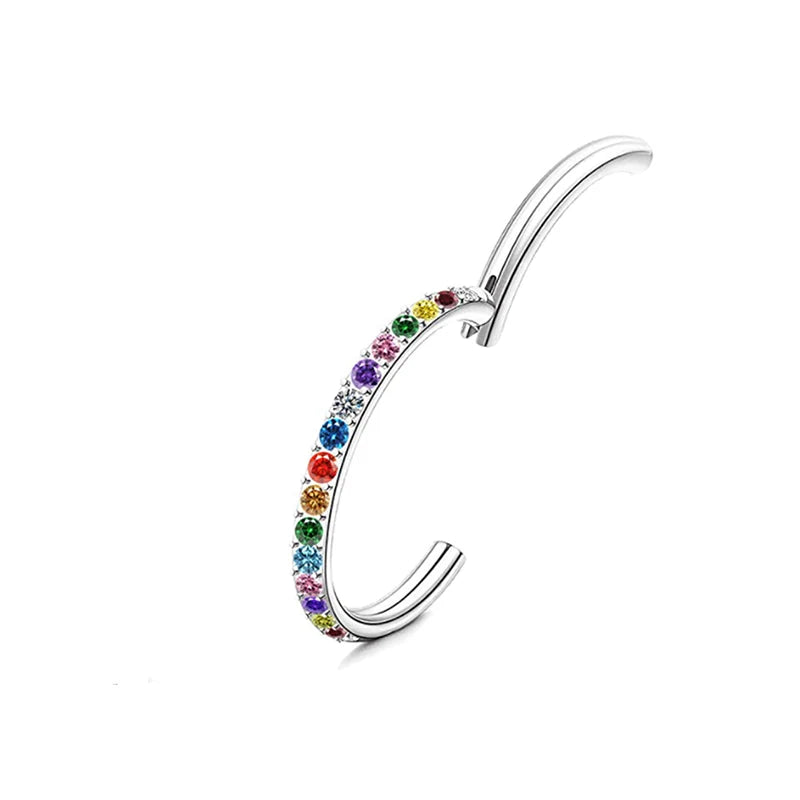G23 Titanium Zircon Hinged Clicker Nose Ring Body Jewelry
