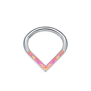 G23 Titanium Opal Segment Ring Body Jewelry 16G