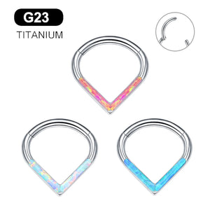 G23 Titanium Opal Segment Ring Body Jewelry 16G