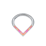 G23 Titanium Opal Segment Ring Body Jewelry 16G
