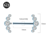 G23 Titanium Cz Nipple Barbell Ring Crystal Nipple Shield