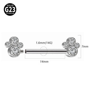 G23 Titanium Cz Nipple Barbell Ring Crystal Nipple Shield
