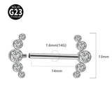 G23 Titanium Cz Nipple Barbell Ring Crystal Nipple Shield
