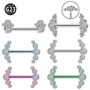 G23 Titanium Cz Nipple Barbell Ring Crystal Nipple Shield
