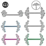 G23 Titanium Cz Nipple Barbell Ring Crystal Nipple Shield