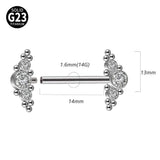 G23 Titanium Cz Nipple Barbell Ring Crystal Nipple Shield