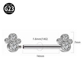 G23 Titanium Cz Nipple Barbell Ring Crystal Nipple Shield