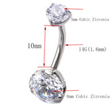 G23 Titanium Cz Stone Navel Earring Curves Belly Button Ring