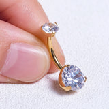 G23 Titanium Cz Stone Navel Earring Curves Belly Button Ring