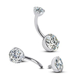 G23 Titanium Cz Stone Navel Earring Curves Belly Button Ring