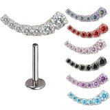 G23 Titanium Ear Piercing 7 Zirconia Curved Prong Labret Tragus Studs