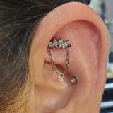 G23 Titanium Ear Piercing Dangle Chain Top Labret Lip Stud