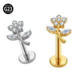 G23 Titanium CZ Top Lip Stud Cartilage Earring