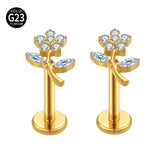 G23 Titanium CZ Top Lip Stud Cartilage Earring