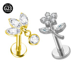 G23 Titanium CZ Top Lip Stud Cartilage Earring