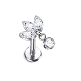G23 Titanium CZ Top Lip Stud Cartilage Earring