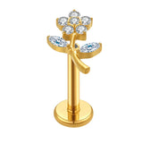 G23 Titanium CZ Top Lip Stud Cartilage Earring
