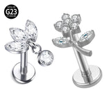 G23 Titanium CZ Top Lip Stud Cartilage Earring