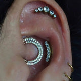 G23 Titanium CZ Zircon Paved Ear Cartilage Earring