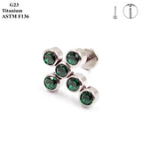 G23 Titanium Crucifixion Set Ear Nail with Zircon & Inner Screw Teeth
