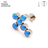 G23 Titanium Crucifixion Set Ear Nail with Zircon & Inner Screw Teeth