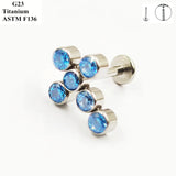 G23 Titanium Crucifixion Set Ear Nail with Zircon & Inner Screw Teeth