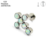G23 Titanium Crucifixion Set Ear Nail with Zircon & Inner Screw Teeth