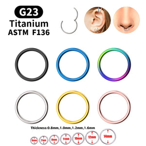 G23 Titanium Small Circle Nose Ring Ear Clip Lip Tragus Cartilage Piercing