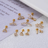 G23 Titanium Zircon Crown Moon Curved Cartilage Earrings