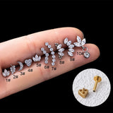 G23 Titanium Zircon Crown Moon Curved Cartilage Earrings