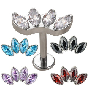 G23 Titanium 4 CZ Paved Lip Ring Cartilage Labret Stud